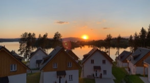 Sunset with view on Lipno Lake